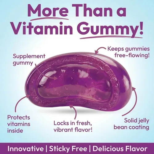 Vista 3 de Human Beanz Gomitas multivitamínicas con zinc para niños, suplementos dietéticos de apoyo inmunológico, vegetariano, 120 granos de gelatina Berry