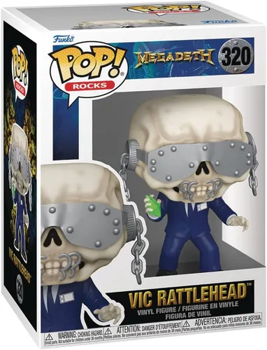 Vista 2 de POP Rocks: [Megadeath] - Figura de vinilo Vic Rattlehead Funko (empaquetada con funda protectora de caja compatible), multicolor, 3.75 pulgadas
