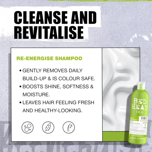 Vista 5 de Champú y acondicionador diario reenergizante Urban Antidotes de Bed Head por TIGI 25.36 fl oz, 2
