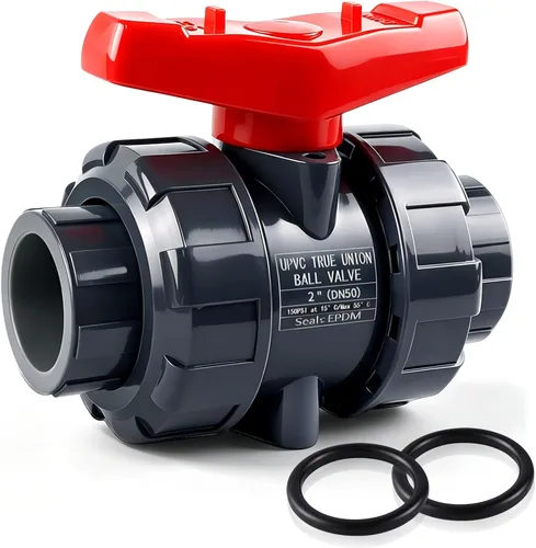 Vista 16 de Válvula de bola de unión de PVC, 1-1/2 pulgadas (DN40) Válvula de bola de unión verdadera de flujo completo con junta tórica ASTM EPDM, enchufe