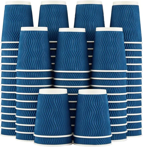 Vista 12 de Lamosi Vasos de café de 10 onzas – Paquete de 120, Vasos de Papel Corrugado Aislante Desechables de 10oz, Vasos de Pared Ondulada Kraft para Bebidas