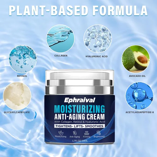 Vista 3 de Crema antienvejecimiento de retinol para hombres: crema facial hidratante con péptidos de vitamina E de ácido hialurónico - Reduce las arrugas