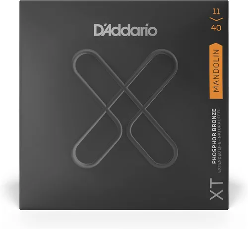 Vista 2 de D'Addario Cuerdas de mandolina, XT, revestimiento de bronce fosforoso, XTM1140, mediano 11-40, juego de 8 cuerdas, paquete de 1