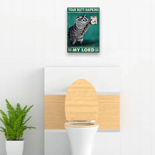 Vista 5 de Busmko Divertida decoración de baño con la servilleta de mi manteca de cerdo, mapache de animales, impresiones artísticas de pared, cuadros