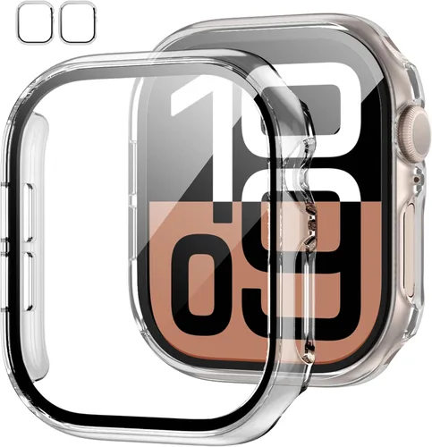 Vista 29 de JZK - 2 fundas con protector de pantalla de vidrio templado para Apple Watch Series 3/2/1 de 38 mm, ultradelgadas, de cobertura completa Negro/Negro