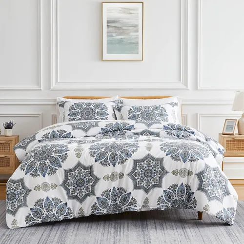 Vista 41 de Southshore Fine Living, Inc. Juego de edredón costero individual XL, edredón de plumón alternativo a rayas azules, tamaño individual XL con funda