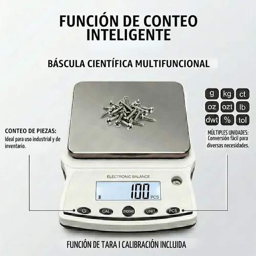 Vista 4 de RESHY Báscula de laboratorio de 176.37 oz x 0.00 oz, balanza analítica digital de alta precisión con pesas de calibración, escala de gramo