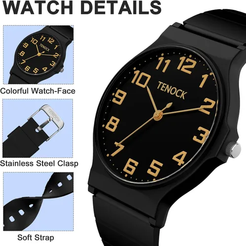 Vista 3 de Reloj analógico para niños y niñas, resistente al agua hasta 30M, reloj deportivo para niños, fácil de leer, con esfera fina, correa suave