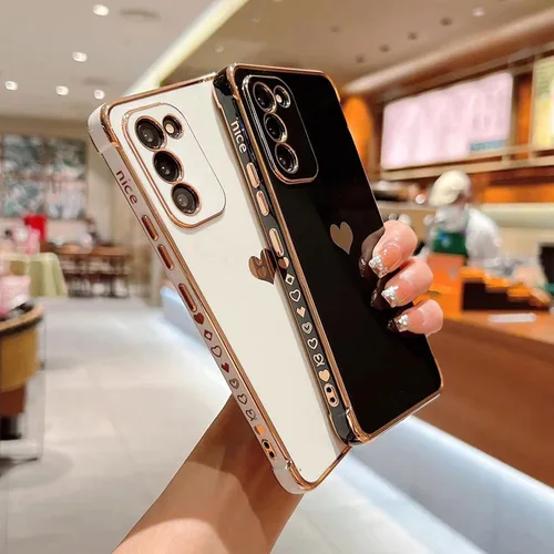 Vista 272 de phylla Funda de teléfono compatible con Samsung Galaxy A12 de 6.5 pulgadas, lindo corazón chapado en oro, elegante funda de lujo para mujer