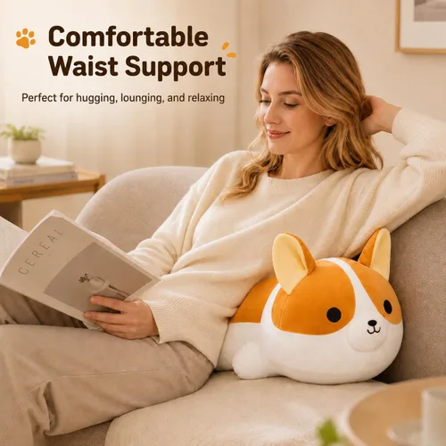 Vista 5 de Corgi - Peluche suave de perro Corgi, lindo Shiba Inu Akita, almohada de felpa para niños y niñas (15.7 pulgadas/15.7 in)