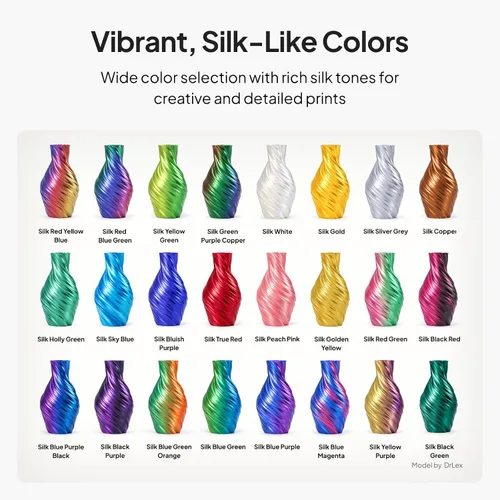 Vista 3 de ELEGOO - Paquete de filamento de seda PLA 1.75mm, filamentos para impresora 3D de doble color con precisión dimensional de +/- 0.05mm, paquete de 4