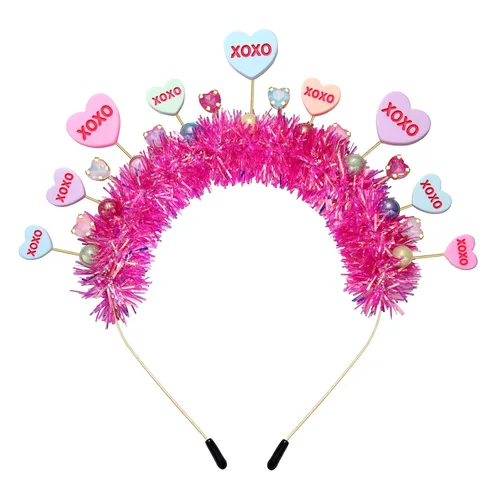Vista 9 de PHALIN Diademas para el día de San Valentín para mujer, esmaltadas, para el día de San Valentín, diademas para el cabello, dulces festividades