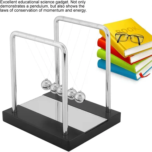 Vista 6 de AUNMAS Bolas de equilibrio Newtons, bolas oscilantes con base de madera maciza, diversión ciencia física, accesorios de aprendizaje, adornos