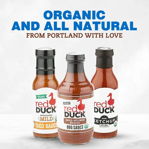Vista 7 de Red Duck Paquete variado de condimentos orgánicos: salsa suave para tacos, salsa de tomate original y salsa BBQ de madera de manzano (paquete de 3)