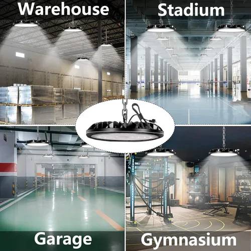 Vista 7 de loyal Luces LED de alta bahía: iluminación comercial regulable UFO 6000K - para almacén, garaje, taller, gimnasio, con cable de enchufe de EE. UU