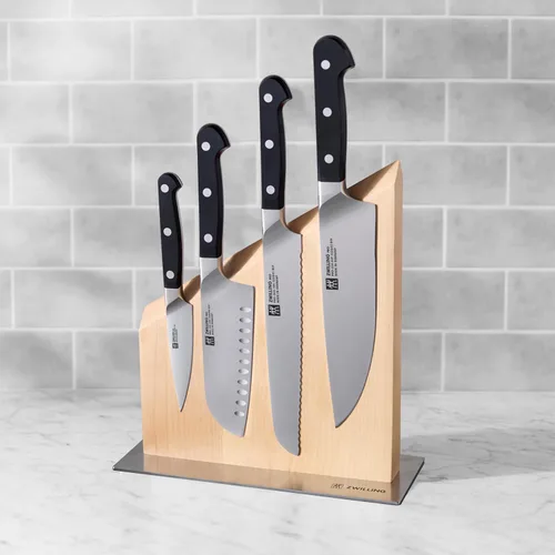 Vista 3 de ZWILLING Pro - Juego de bloques magnéticos para cuchillos, fabricado en Alemania, 5 piezas, bloque de madera de abedul