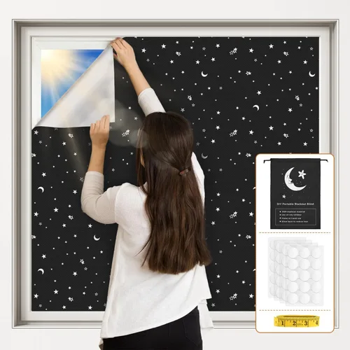 Vista 10 de Vanten 2025 Cortinas opacas mejoradas, cortinas de 118" x 57", material 100% opaco con cintas adhesivas, cubierta de ventana para cuarto de bebé