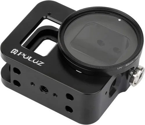 Vista 9 de PULUZ Funda de aleación de aluminio para GoPro Hero 7 Negro/New Hero 2018 / Hero 5 / Hero 6 carcasa CNC jaula protectora con soporte de zapata fría
