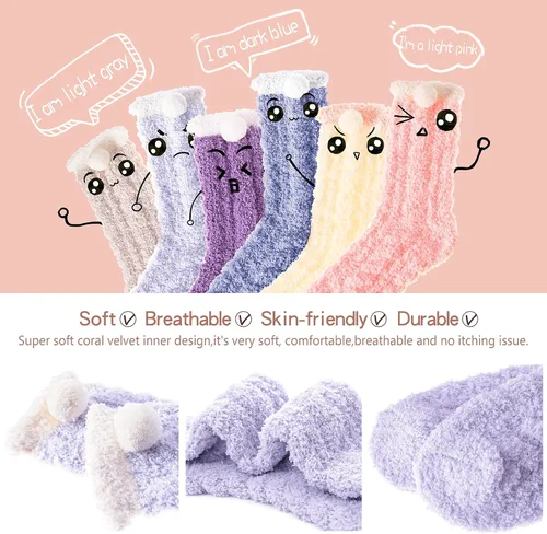 Vista 6 de EBMORE Womens Fuzzy Socks Slipper Fluffy Cozy Comfy Cabin Plush Warm Winter Sleep Home Soft Socks