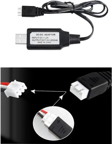 Vista 2 de 2 unids 7.4v 350mah 30C Lipo batería PH2.0 enchufe con 7.4v cargador USB para SCX24 RC camión