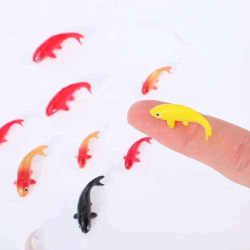 Vista 4 de 30 piezas de peces pequeños, pequeños peces de plástico, mini decoración de peces Koi, pequeñas figuras de peces Koi para jardín de hadas, proyectos