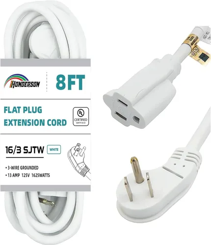 Vista 21 de Cable de extensión de enchufe plano para interiores, certificación UL, calibre 14, 3 pies, negro, 3 clavijas, resistente, cable de alimentación SJTW