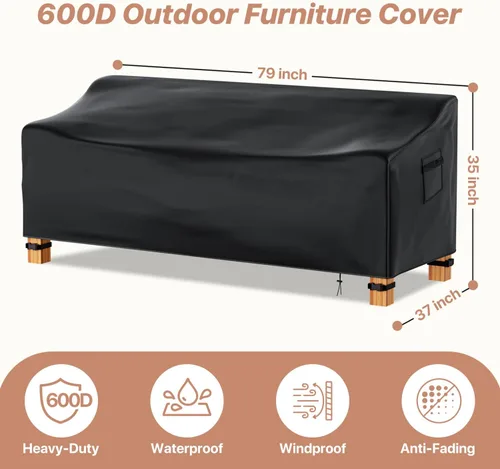 Vista 2 de Likorlove Funda para sofá de exterior impermeable, 152 cm de ancho x 86 cm de profundidad x 76 cm de alto, fundas para muebles de patio