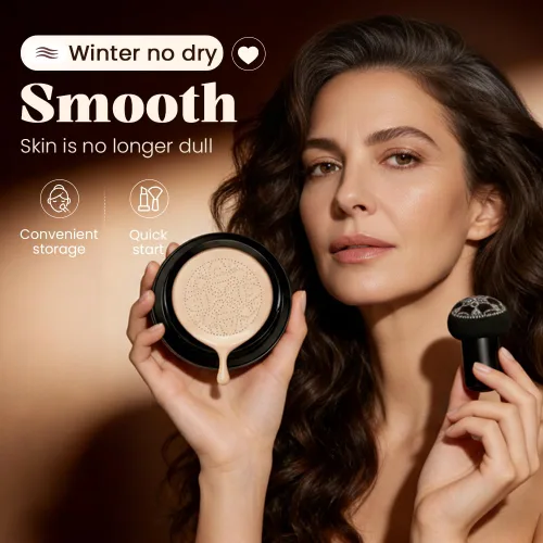 Vista 2 de Drkicsy Cojín de cabeza de hongo CC Cream, corrector de base acolchada para mujeres mayores, cobertura completa, base BB Cream corrector de tono