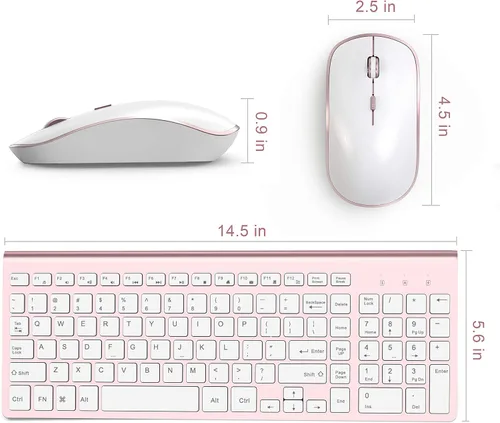 Vista 11 de JOYACCESS Combo de teclado y mouse inalámbricos, 2.4G compacto y ultra delgado teclado inalámbrico y mouse para Windows, computadora, escritorio