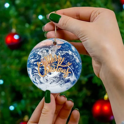 Vista 4 de Adornos para árbol de Navidad, Universo y planetas, adorno de Navidad, adorno de recuerdo, decoración del hogar, colgantes colgantes de estrellas