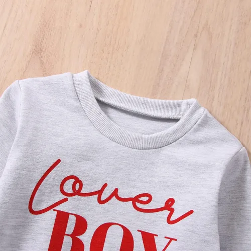 Vista 5 de JLKGICF Traje de San Valentín para bebé y niña pequeña, sudadera con estampado de letras, cuello redondo, ropa de San Valentín