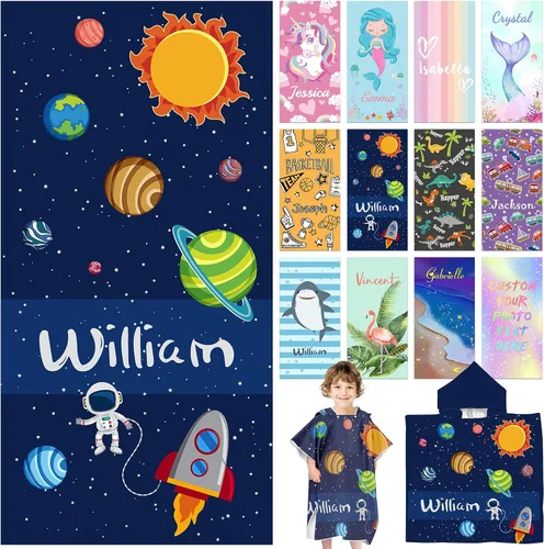 Vista 32 de Toallas de playa personalizadas para niños, toallas de playa personalizadas con nombres, regalos personalizados para niños pequeños, niñas