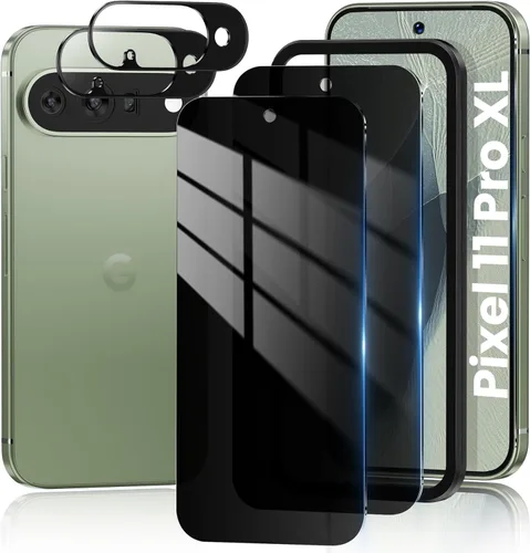 Vista 8 de Paquete de 2+2 para Google Pixel 10 Pro XL Protector de pantalla de privacidad y protector de lente de cámara, compatible con desbloqueo por huellas