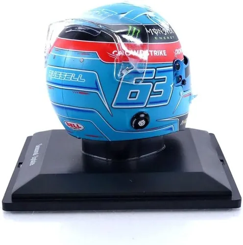 Vista 3 de Casco a escala 1:5 de George Russell 2022 Réplica del GP de Brasil