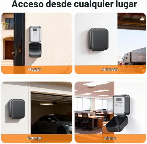 Vista 8 de Caja de Seguridad para Llaves con Diales Luminosos, Caja de Seguridad Impermeable para Montaje en Pared para Llaves con Código, Caja de Seguridad