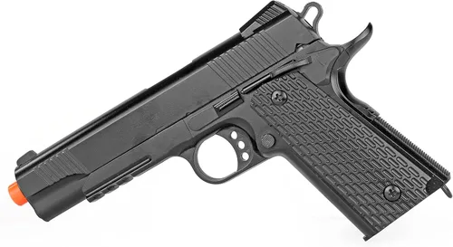 Vista 3 de BBTac Pistola Airsoft 1911 - Pistola de metal Airsoft con resorte accionado, construcción de aleación de metal de alta precisión FPS (negro táctico)