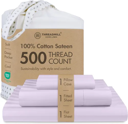 Vista 41 de Threadmill - Sábanas de algodón de lujo para hotel, tamaño King, 100% algodón, 500 hilos con bolsillo profundo, ajuste cómodo, suaves y frescas