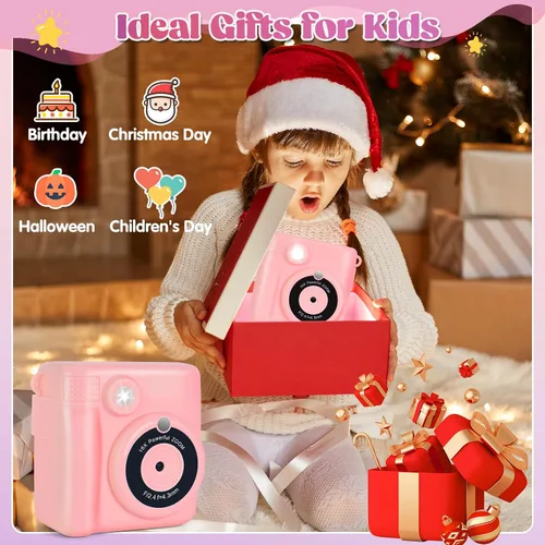 Vista 6 de Cámara de impresión instantánea para niños, cámara de 2.4 pulgadas para niños, impresión instantánea con papel y tarjeta de 32G, juguetes digitales