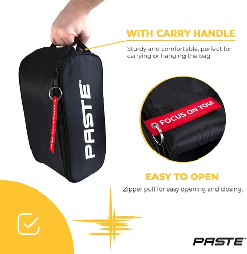 Vista 2 de PASTE Bolsa de zapatos negra Bolsa impermeable para zapatos para viajes, deportes y uso diario, negro con asa de transporte Bolsa de zapatos