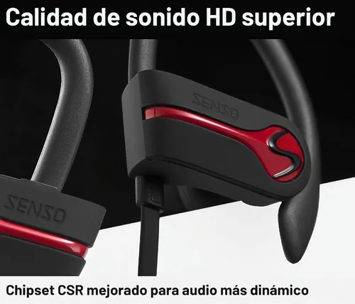 Vista 3 de SENSO Auriculares Bluetooth, los mejores auriculares deportivos inalámbricos con micrófono IPX7 impermeable HD estéreo a prueba de sudor