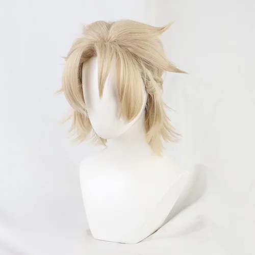 Vista 4 de FINER SHOP Peluca de cosplay para el juego Genshin Impact Albedo Cosplay Albedo Peluca Genshin Disfraz Cosplay Anime Peluca para Halloween Carnaval