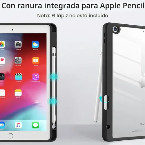 Vista 4 de Wenlaty Funda compatible con iPad de 9ª, 8ª, 7ª generación (2021/2020/2019), funda protectora de cuerpo completo con soporte para lápices, funda
