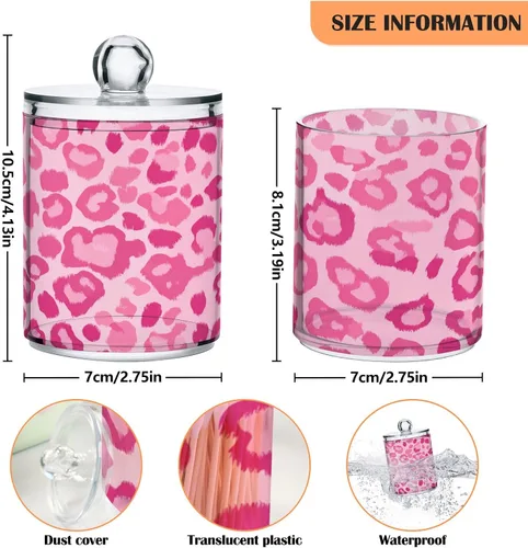 Vista 3 de Rose Pink Leopard Print 2PC Hermético Transparente Tarro de Almacenamiento de Vidrio, Contenedor de Almacenamiento de Alimentos de Vidrio, Puede