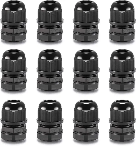 Vista 8 de QILIPSU Prensaestopas de nailon NPT de 1/2, impermeable, IP68 ajustable, para cable de 0.236-0.472 in de diámetro (1/2 NPT, 12 unidades)