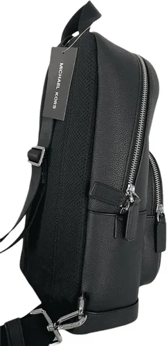 Vista 3 de Michael Kors Mochila unisex Cooper Pebbled Leather Commuter Slingpack para hombre, Negro -, Bolso bandolera