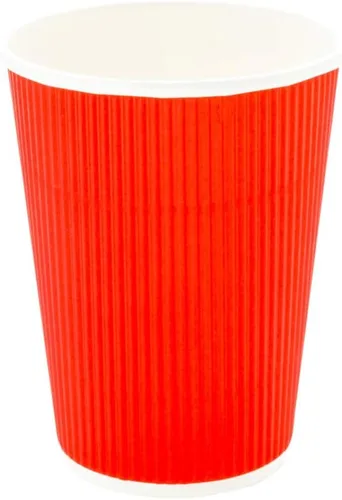 Vista 5 de Tazas para café de papel aislado, pared ondulada, kraft, 12 onzas - Caja de 25 unidades - tapas a juego: RWA0360B, RWA0360W, RWA0328LG, RWA0328GR