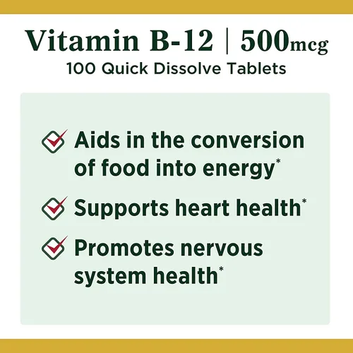 Vista 3 de Nature's Bounty Vitamina B-12 500 mcg, 100 ea(Paquete de 3)
