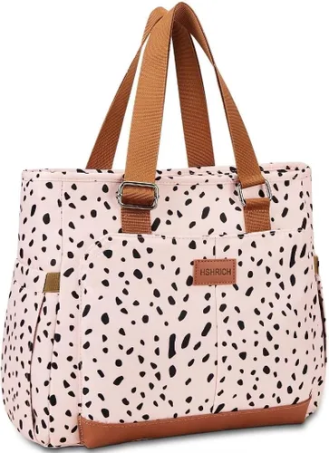 Vista 7 de Bolsas de almuerzo grandes para mujer, lonchera aislada para adultos, bolsa de almuerzo a prueba de fugas con bolsillo de almacenamiento. Bolsa
