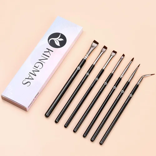 Vista 7 de KINGMAS Juego de 7 brochas delineadoras de ojos, pinceles de gel plano en ángulo, brocha de delineador ultra fina, pinceles delineadores de ojos