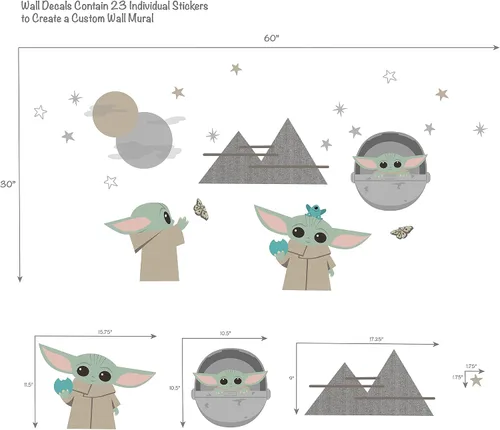 Vista 2 de Lambs & Ivy Star Wars The Mandalorian The Child/Baby Yoda - Calcomanías de pared